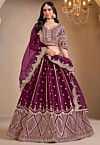 Embroidered Art Silk Lehenga in Purple