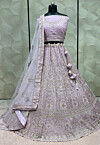 Embroidered Art Silk Lehenga in Purple