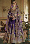 Embroidered Art Silk Lehenga in Purple