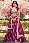 Embroidered Art Silk Lehenga in Purple