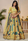 Embroidered Art Silk Lehenga in Yellow