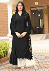 Embroidered Art Silk Pakistani Suit in Black