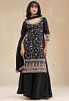 Embroidered Art Silk Pakistani Suit in Black