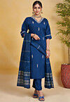 Embroidered Art Silk Pakistani Suit in Blue