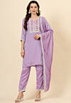 Embroidered Art Silk Pakistani Suit in Light Purple