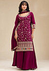 Embroidered Art Silk Pakistani Suit in Magenta