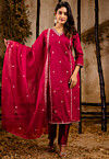 Embroidered Art Silk Pakistani Suit in Maroon
