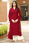 Embroidered Art Silk Pakistani Suit in Maroon
