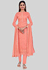 Embroidered Art Silk Pakistani Suit in Peach