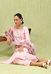 Embroidered Art Silk Pakistani Suit in Pink