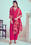 Embroidered Art Silk Pakistani Suit in Pink