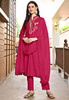 Embroidered Art Silk Pakistani Suit in Pink