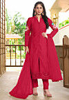 Embroidered Art Silk Pakistani Suit in Pink