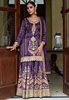 Embroidered Art Silk Shimmer Pakistani Suit in Purple