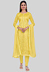 Embroidered Art Silk Pakistani Suit in Yellow
