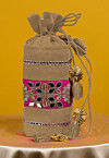 Embroidered Art Silk Potli Bag in Beige