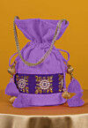 Embroidered Art Silk Potli Bag in Light Purple