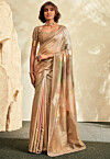 Embroidered Art Silk Saree in Beige
