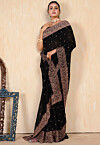 Embroidered Art Silk Saree in Black
