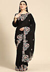 Embroidered Art Silk Saree in Black