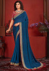Embellished Art Silk Saree in Blue