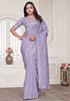 Embroidered Art Silk Saree in Light Purple