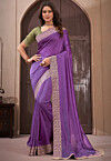 Embroidered Art Silk Saree in Light Purple