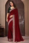 Embroidered Art Silk Saree in Maroon
