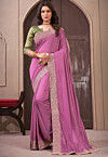 Embroidered Art Silk Saree in Pink