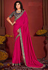 Embellished Art Silk Saree in Pink