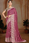 Embroidered Art Silk Saree in Pink
