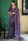 Embroidered Art Silk Saree in Purple
