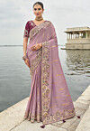 Embroidered Art Silk Saree in Purple