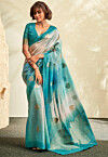 Embroidered Art Silk Saree in Sky Blue