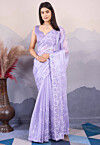 Embroidered Art Silk Scalloped Saree in Purple