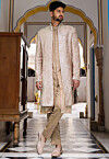 Embroidered Art Silk Sherwani in Beige