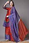 Embroidered Chanderi Cotton Pakistani Suit in Red