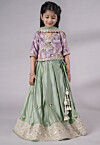 Embroidered Chanderi Silk Lehenga in Green