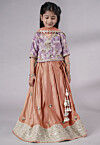 Embroidered Chanderi Silk Lehenga in Peach