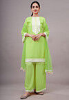 Embroidered Chanderi Silk Pakistani Suit in Green