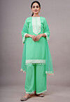 Embroidered Chanderi Silk Pakistani Suit in Light Green