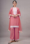 Embroidered Chanderi Silk Pakistani Suit in Peach