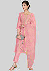 Embroidered Chanderi Silk Pakistani Suit in Pink