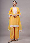 Embroidered Chanderi Silk Pakistani Suit in Yellow
