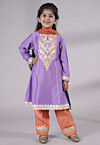 Embroidered Chanderi Silk Punjabi Suit in Light Purple