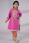 Embroidered Chanderi Silk Punjabi Suit in Pink