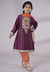 Embroidered Chanderi Silk Punjabi Suit in Wine