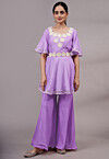 Embroidered Chanderi Silk Tunic Set in Light Purple