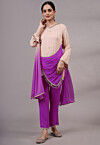 Embroidered Chiffon Pakistani Suit in Peach