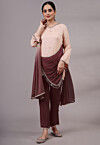 Embroidered Chiffon Pakistani Suit in Peach